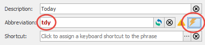 The phrase is inserted immediately after the associated abbreviation has been typed (e.g. tdy)