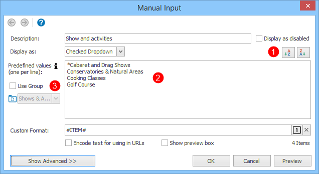 The Checked Dropdown Manual Input