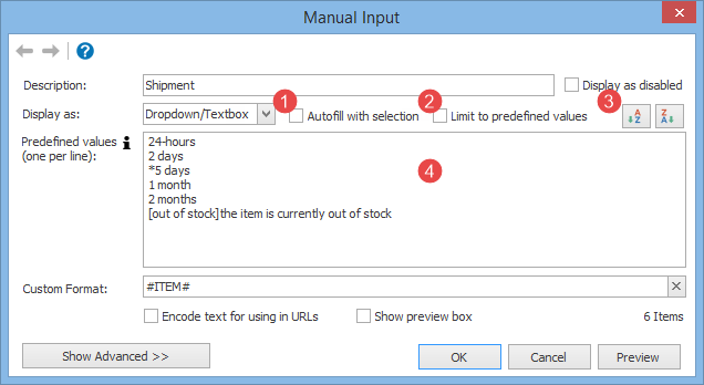 The Dropdown Manual Input