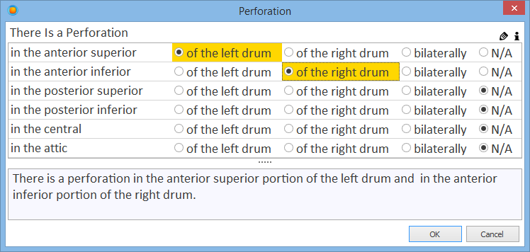 The grid format allows you to assign a predefined value to each line of text and compose a phrase from that.