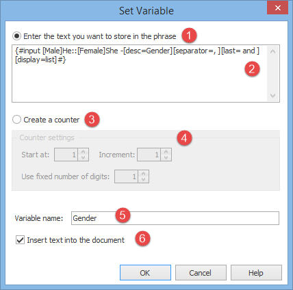 You can store a piece of text for later use with the Set Variable macro.