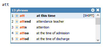 PhraseExpander detects the typed abbreviation and shows the Suggestions Window