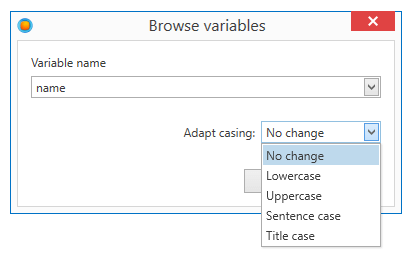 When inserting a variable, you can choose to automatically adapt the text case