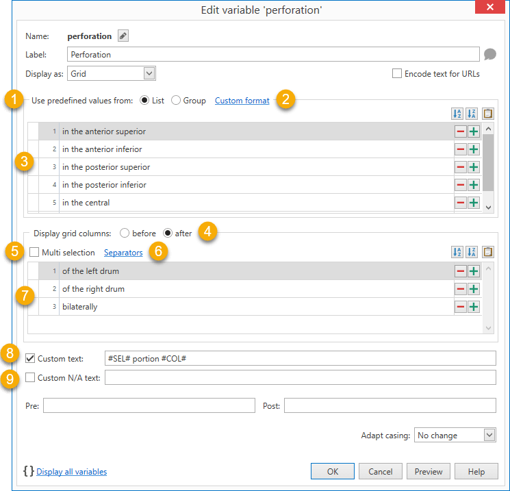 The Grid fill-in design window