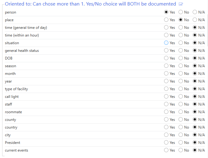 Image 3. With the "Use Yes/No/NA" option, you can associate three values with each item and generate a different text if the item is set to Yes or No.