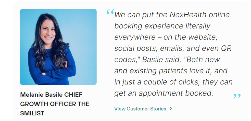 A testimonial about NexHealth's services