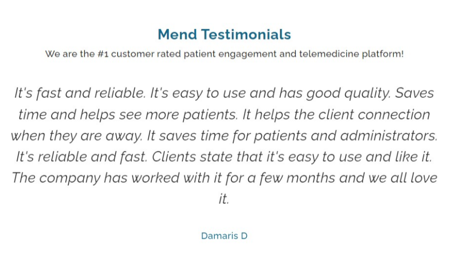 Mend testimonials