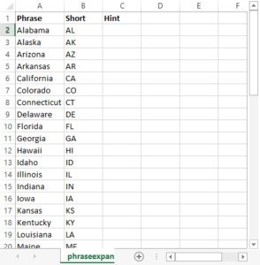 Create a simple CSV file in Excel that contains the data you want to import