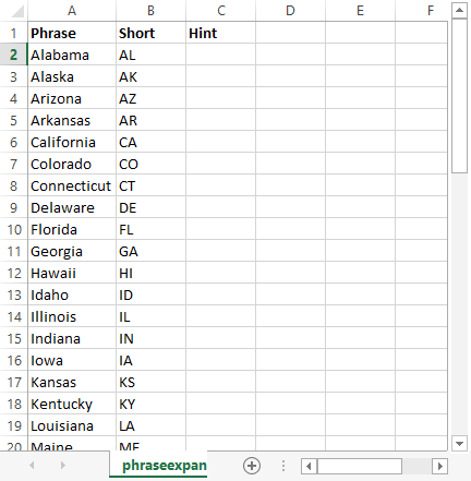 Create a simple CSV file in Excel that contains the data you want to import