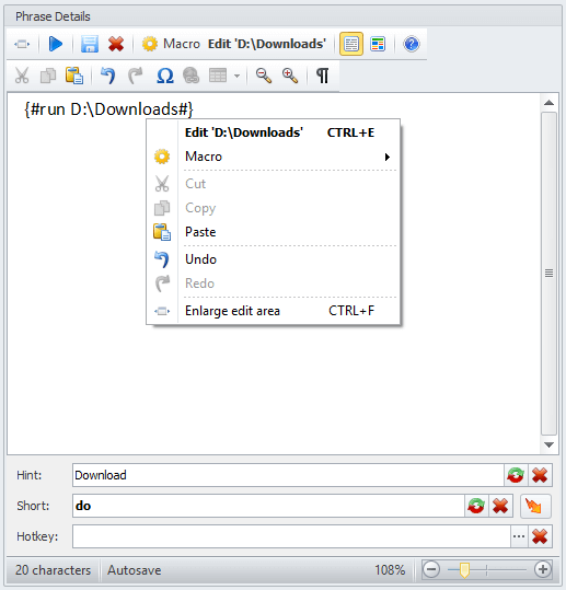 Easily edit phrases and macros
