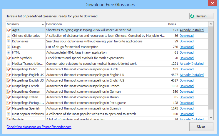 Download free glossaries