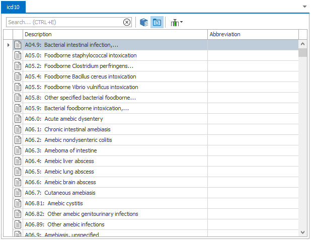 ICD10 autocomplete