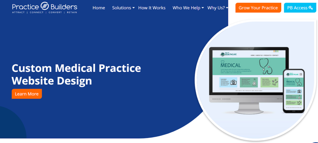 Custom medical practice web design by Practice Builders