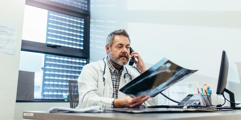 A doctor in the office