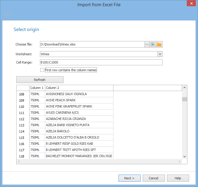 Import from Excel and CSV data