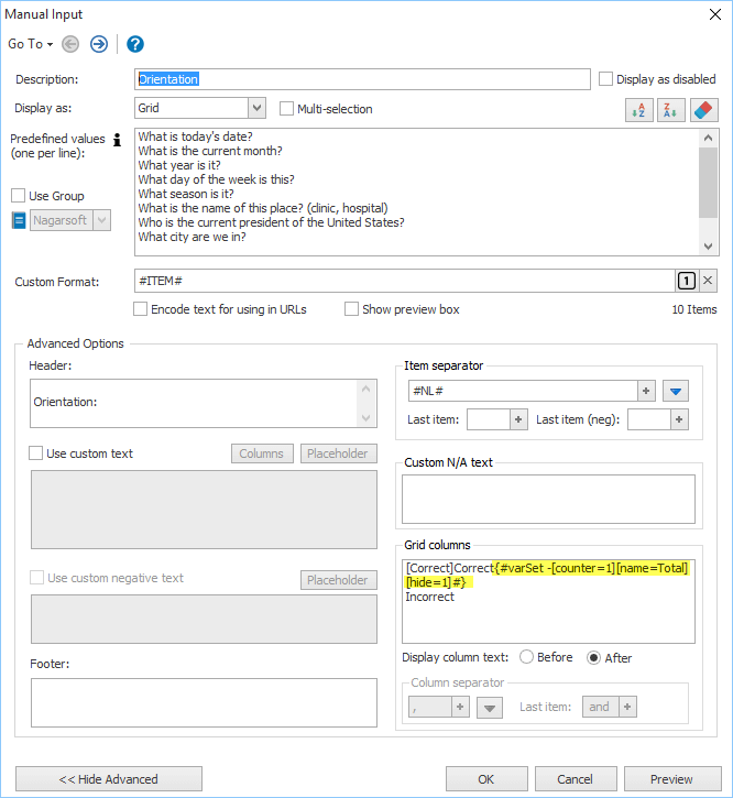 Insert macros in Manual Inputs